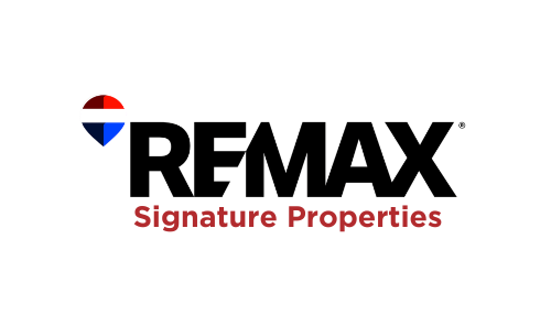 The remax signature properties logo is on a white background.