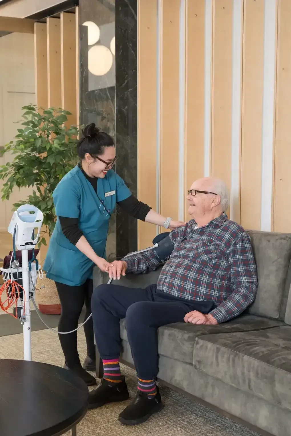 Resident receiving care support