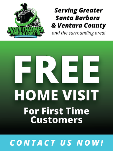 Plumbing and Rooter Promotion Santa Barbara, CA says free home visit for first time customers. Call us now!