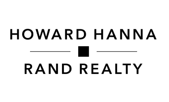 The logo for howard hanna rand realty is black and white.