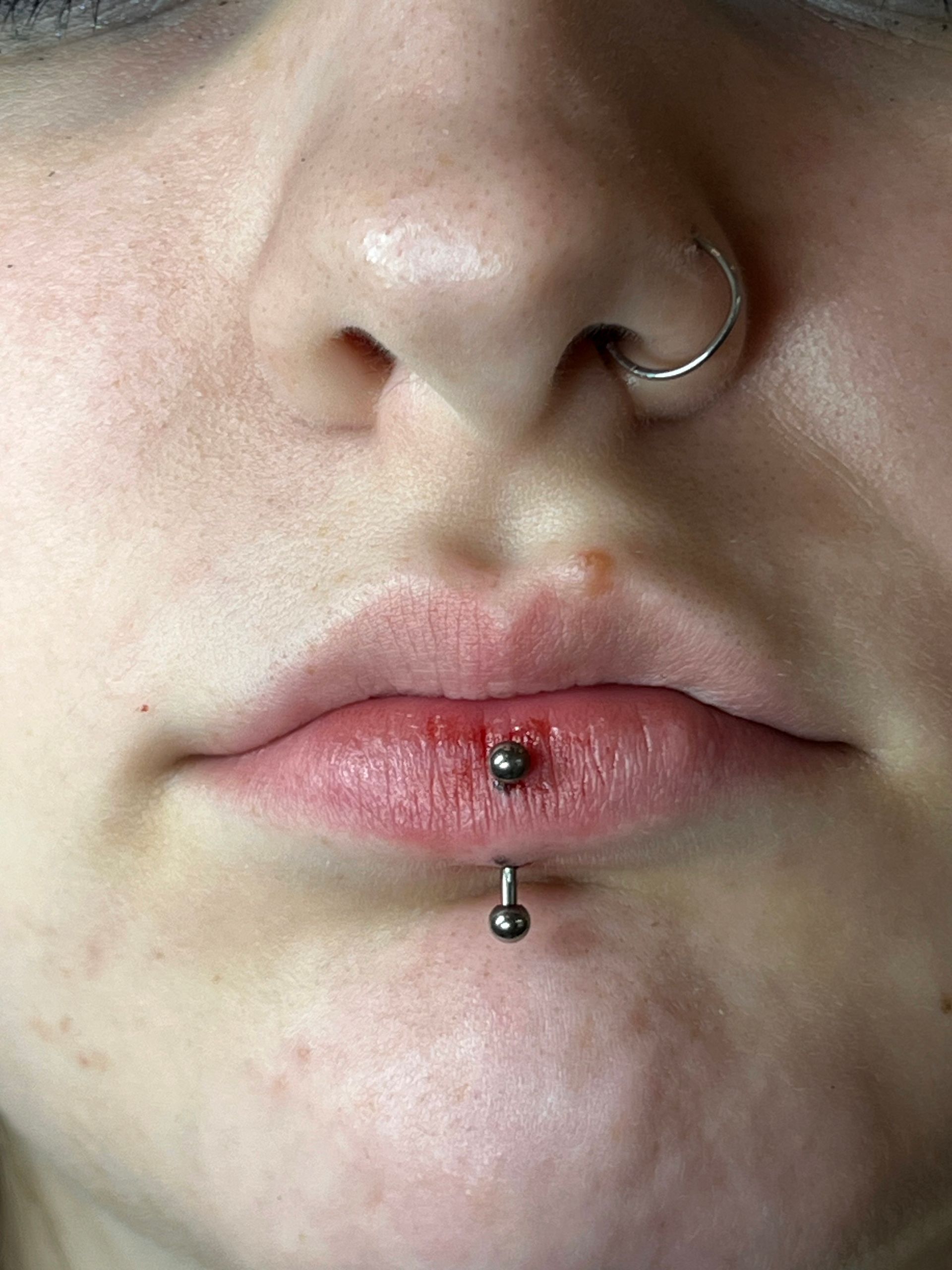 Labret lip piercing