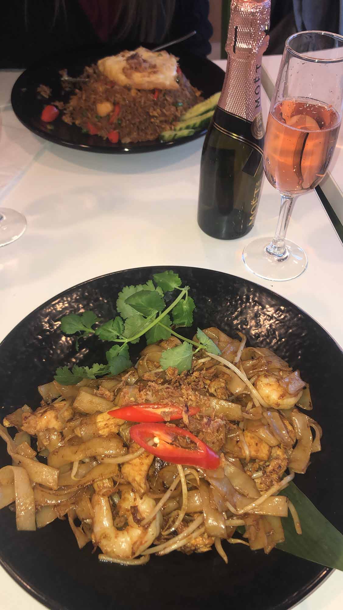 Lunch served on black plate