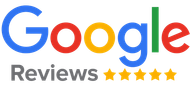 The google reviews logo has five stars on it.