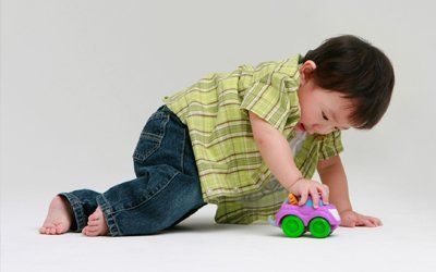 a toddler playing