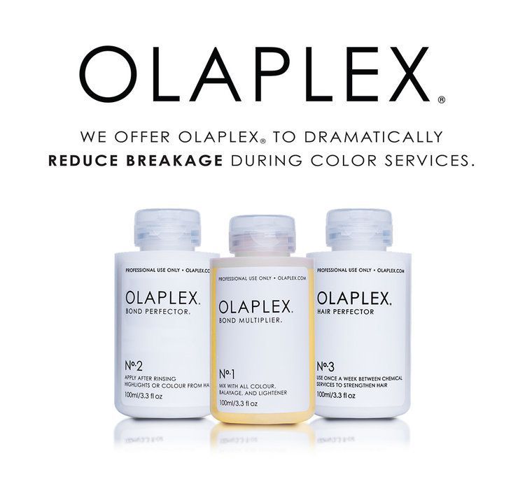 three bottles of olaplex products on a white background