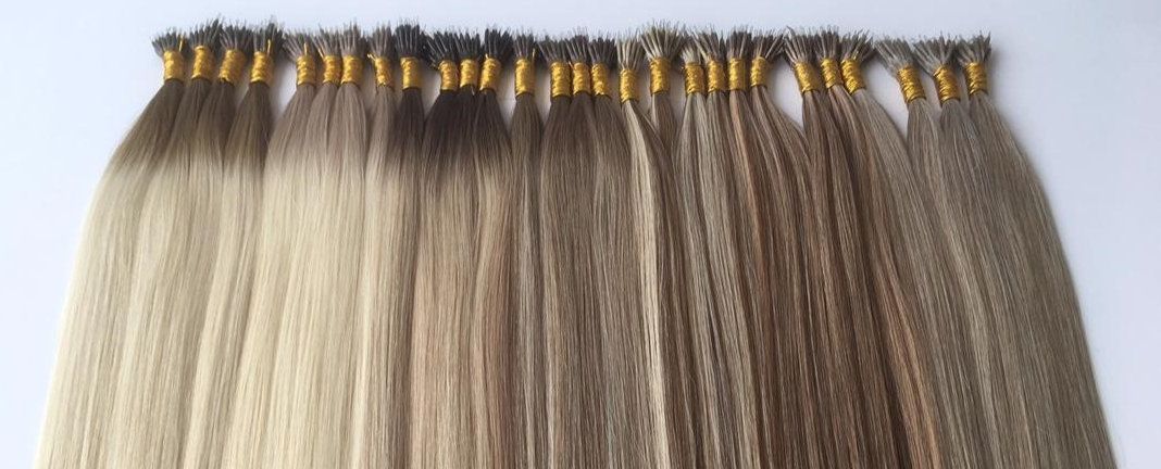 two bundles of hair with micro rings attached to them