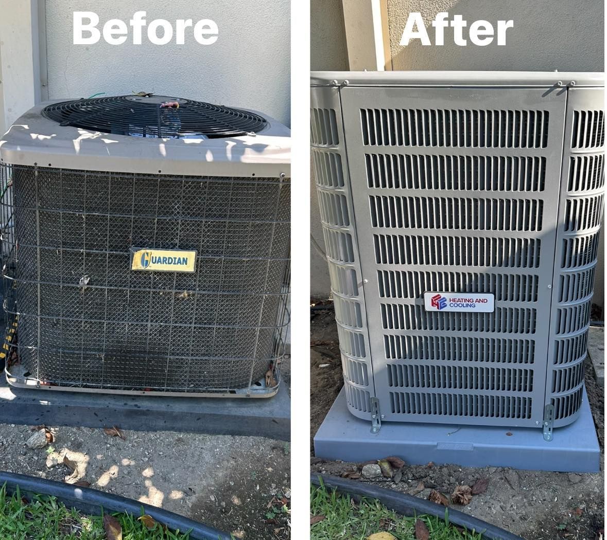 Tip of the Spear HVAC  | a before and after picture of an air conditioner