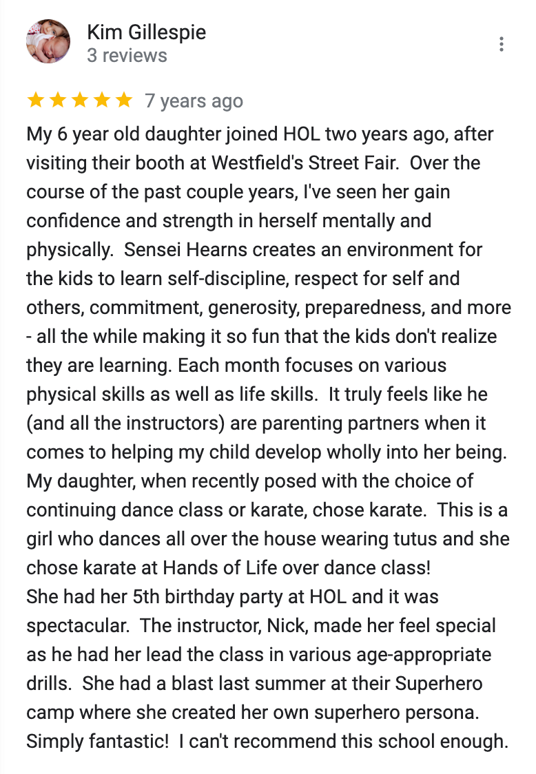 A review of a child 's teacher on a google review page.