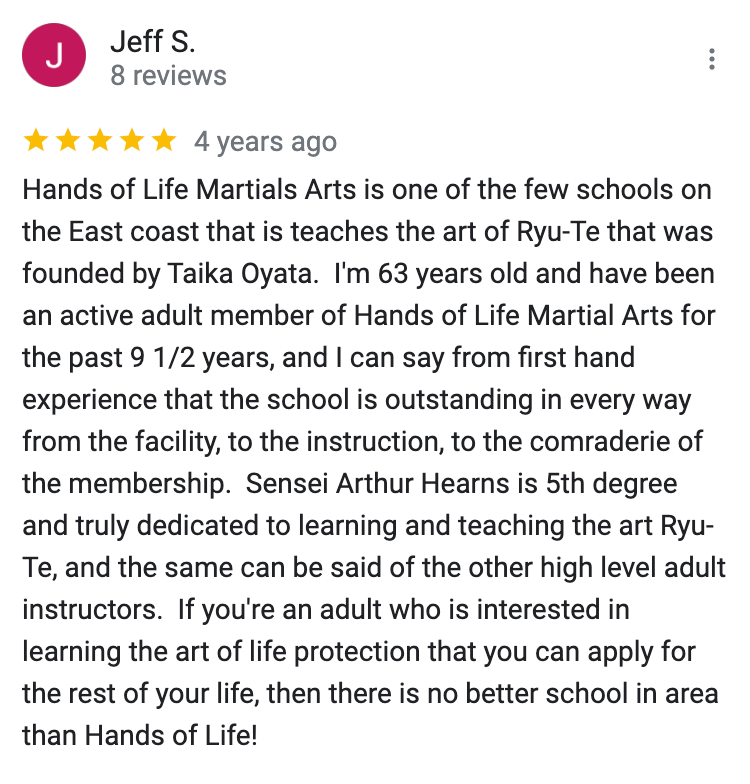 A review of hands of life martial arts by jeff s.