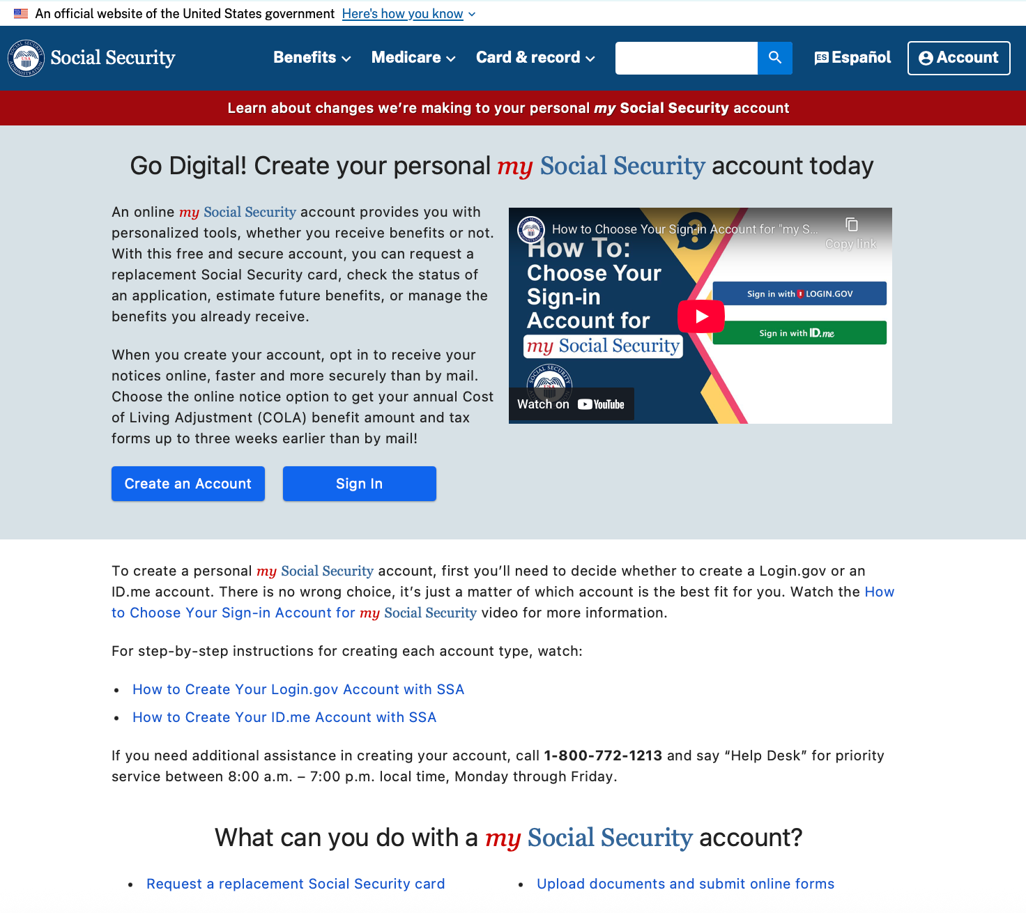 my Social Security account is like the Domino's pizza tracker