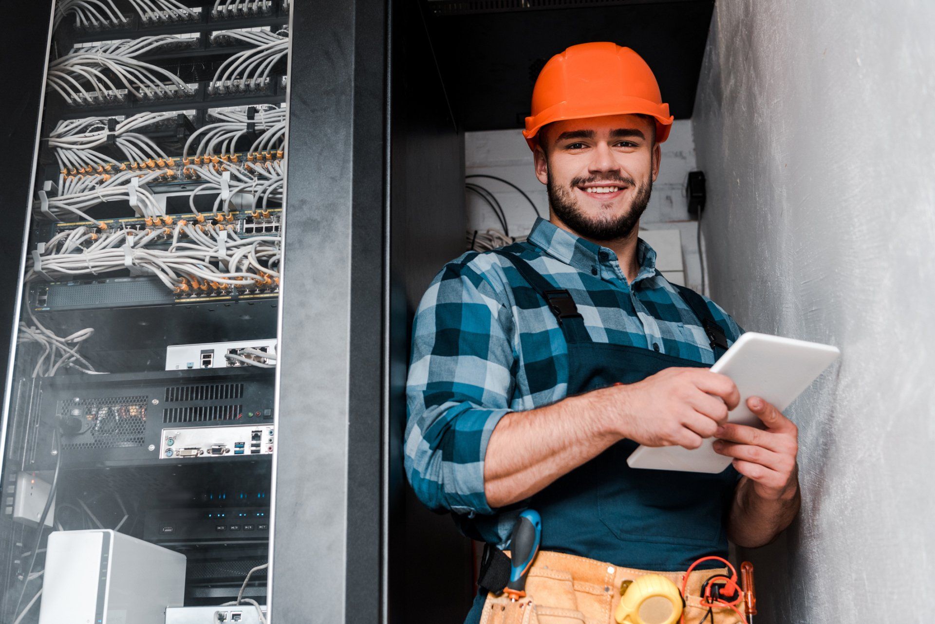Residential Electrician — Technician in Safety Helmet in Chesterfield, VA