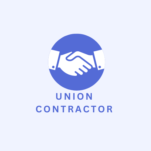 A logo for a union contractor with two hands shaking in a circle.