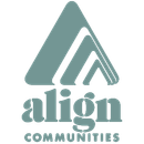 Logo for Align Communities: a stylized teal mountain icon above the word