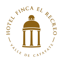 A logo for hotel finca el recreo with a dome and columns