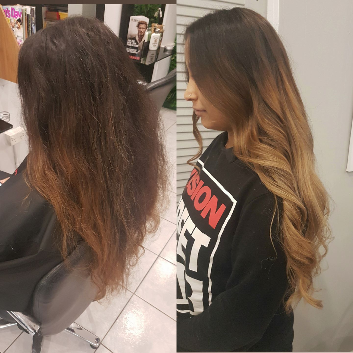 Before and After View of a Person With Brown Hair — ClaireAbella Hair Studio In Kariong, NSW