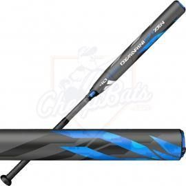 Black and blue baseball bat with matching bat sleeve on white background