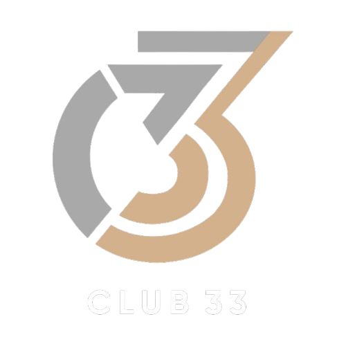 Stylized gray and gold &ldquo;33&rdquo; logo with &ldquo;CLUB 33&rdquo; text below on a white background