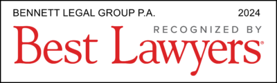 A logo for bennett legal group p.a. recognized by best lawyers