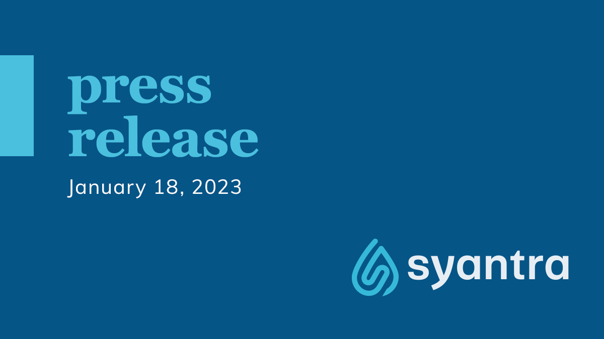 Syantra press release dated January 18, 2023 announcing promotion of Carol Roesler to VP
