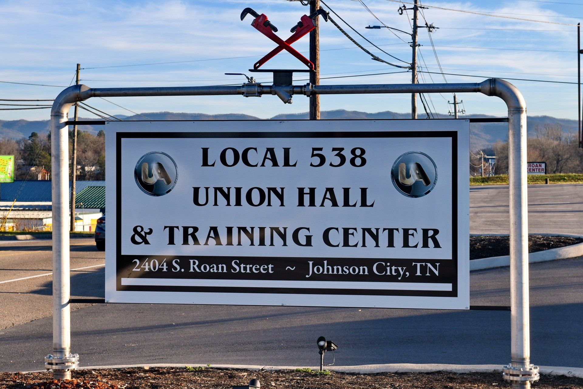 United Association Local 538 Union Hall & Training Center Sign in front of their new building