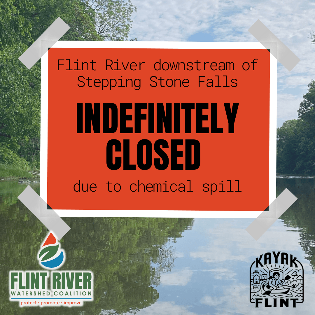 Flint River downstream of Stepping Stone Falls indefinitely closed due to chemical spill