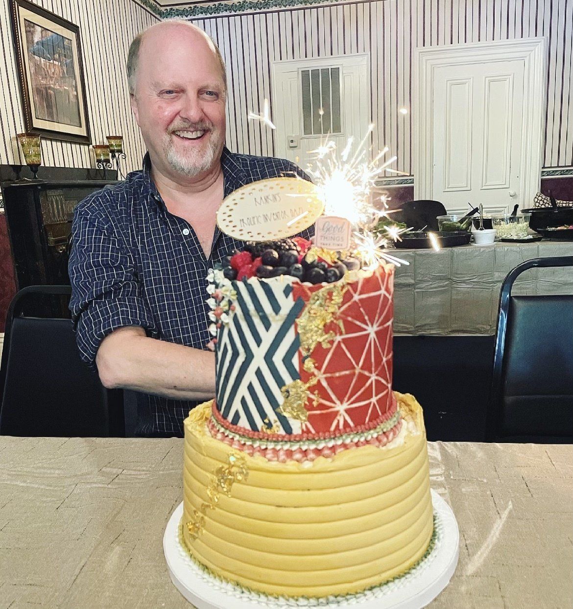 John Rankin with cake