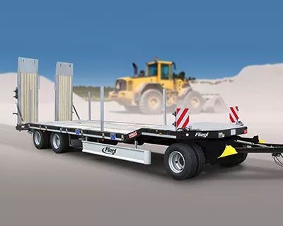 Žemos platformos puspriekabės ir priekabos