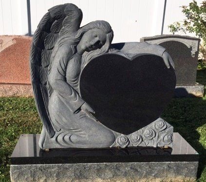 Heart-Shaped Headstone & Angel Sculpture