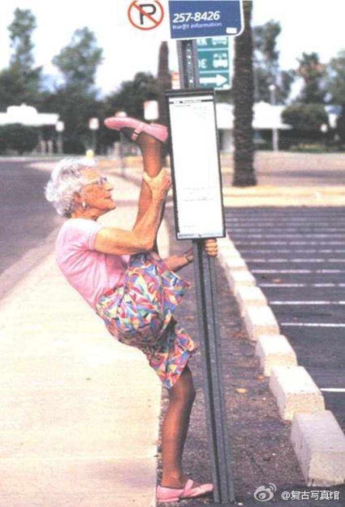 An Elderly Woman Is Stretching Her Legs at A Bus Stop — Alchemy Wellness Centre In Bangalow, NSW