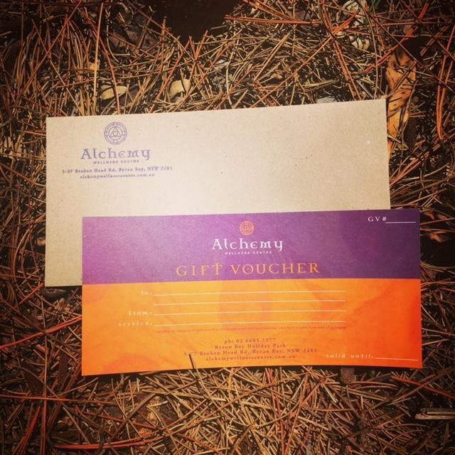 An Alchemy Gift Voucher Sits on A Pile of Pine Needles — Alchemy Wellness Centre In Bangalow, NSW