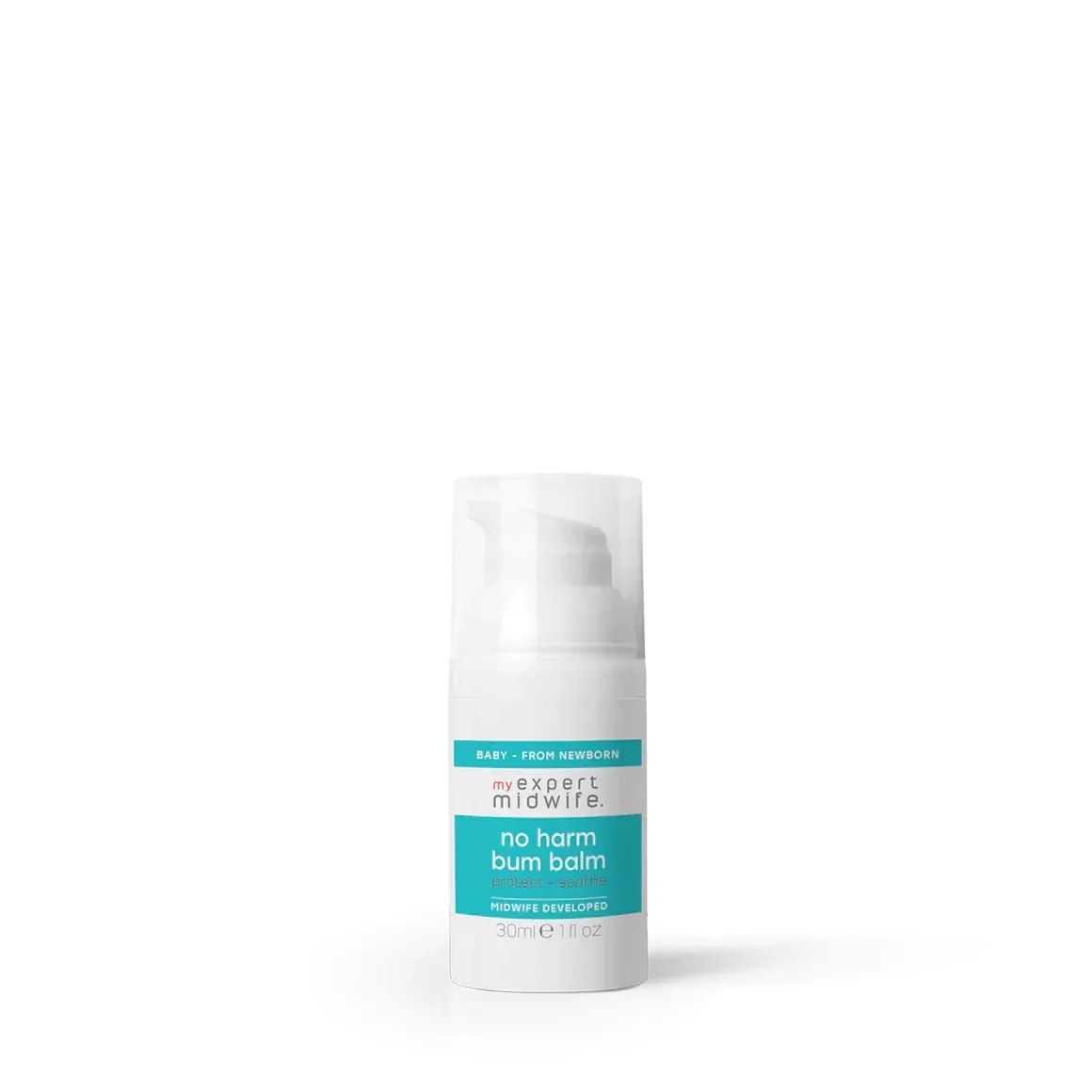 A bottle of lip balm is sitting on a white surface.