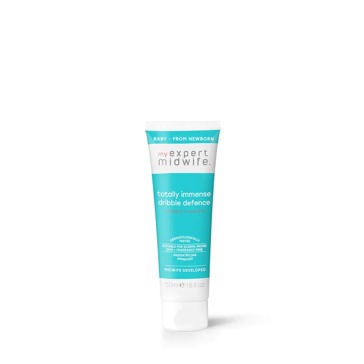 a tube of toothpaste is sitting on a white surface .