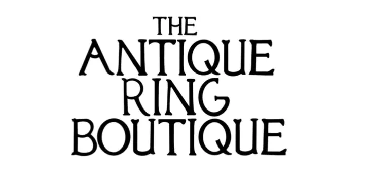 a black and white logo for the antique ring boutique