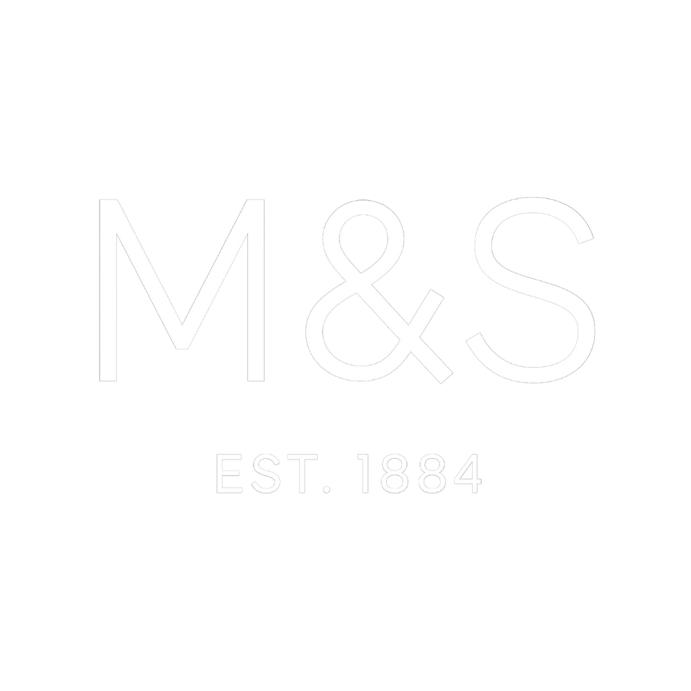 the m & s logo is white on a white background .