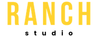 the logo for ranch studio is yellow and black on a white background .