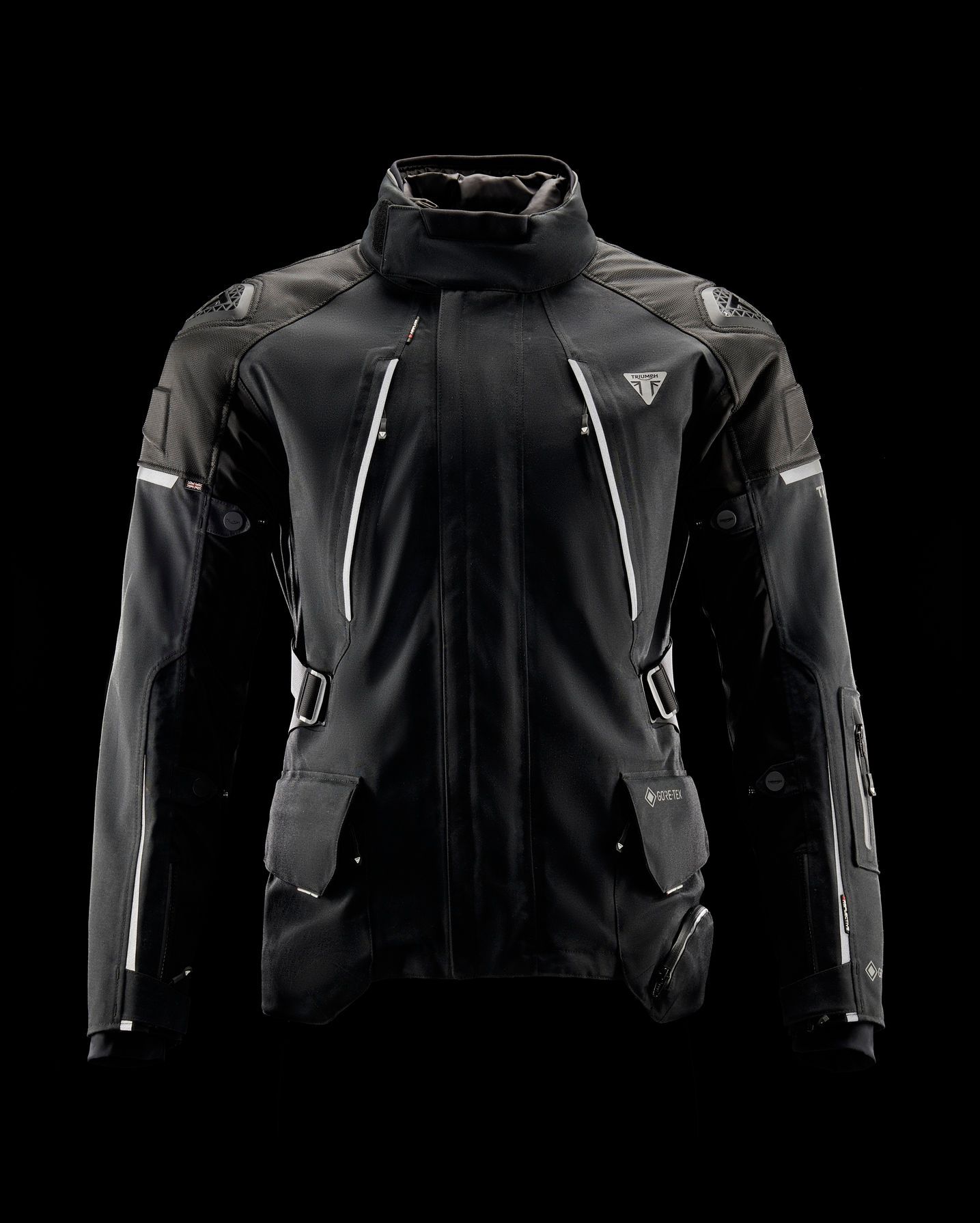 a black jacket with a hood on a black background