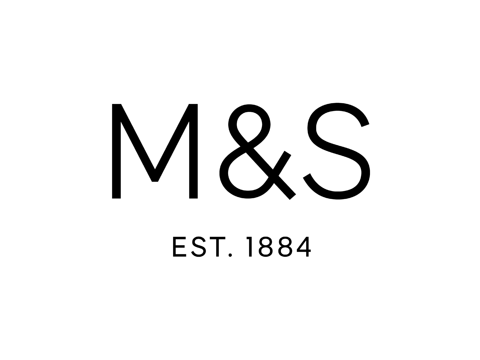 the m & s logo is black and white and was established in 1884 .