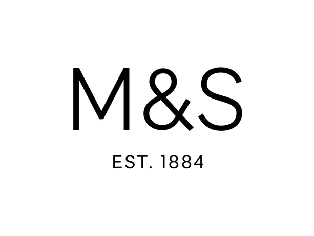 the m & s logo is black and white and was established in 1884 .