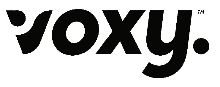 a black and white logo for voxy on a white background