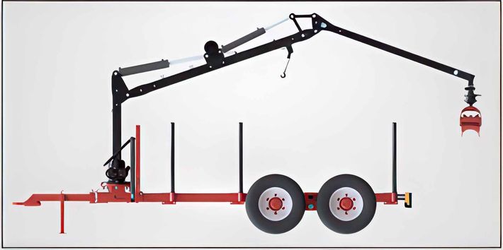 Single axle 4.0 ton single frame trailer with 4.2 m crane