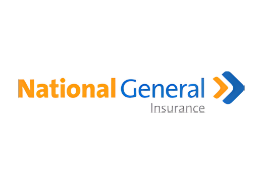 National General Insurance logo with orange and blue text and arrow icon.