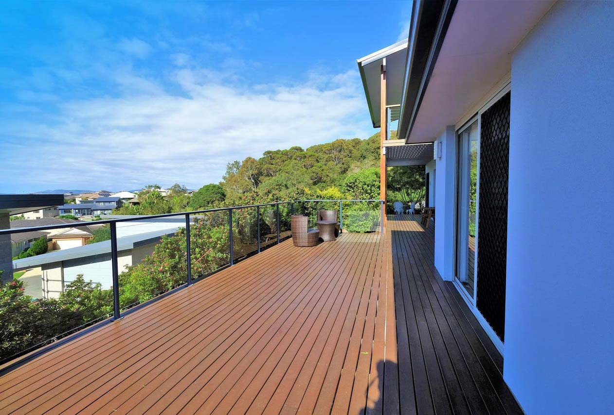 Wooden House Deck with View — Builders In Forster, NSW