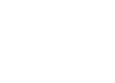 A logo for howling hounds dog grooming with a dog on it.