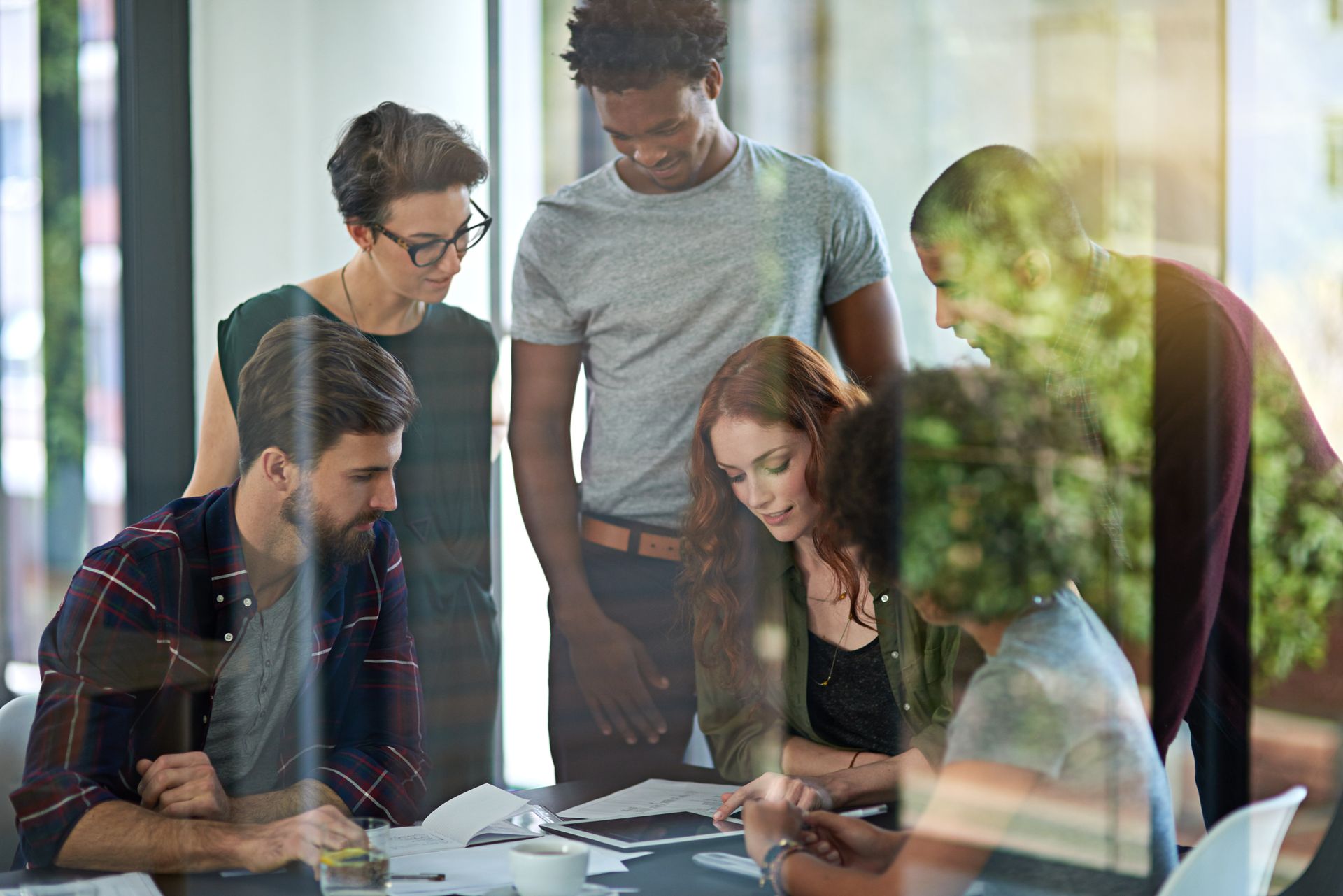 Diverse team brainstorming new business project ideas