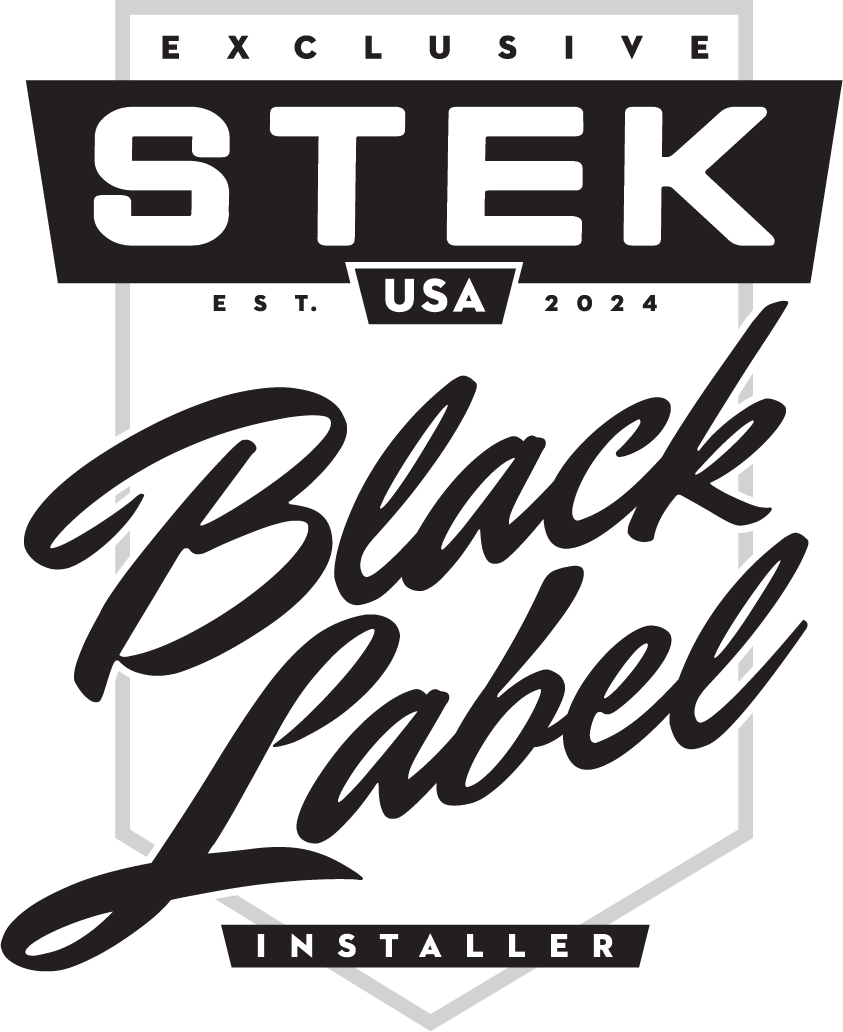 A black and white logo for stek usa black label installer