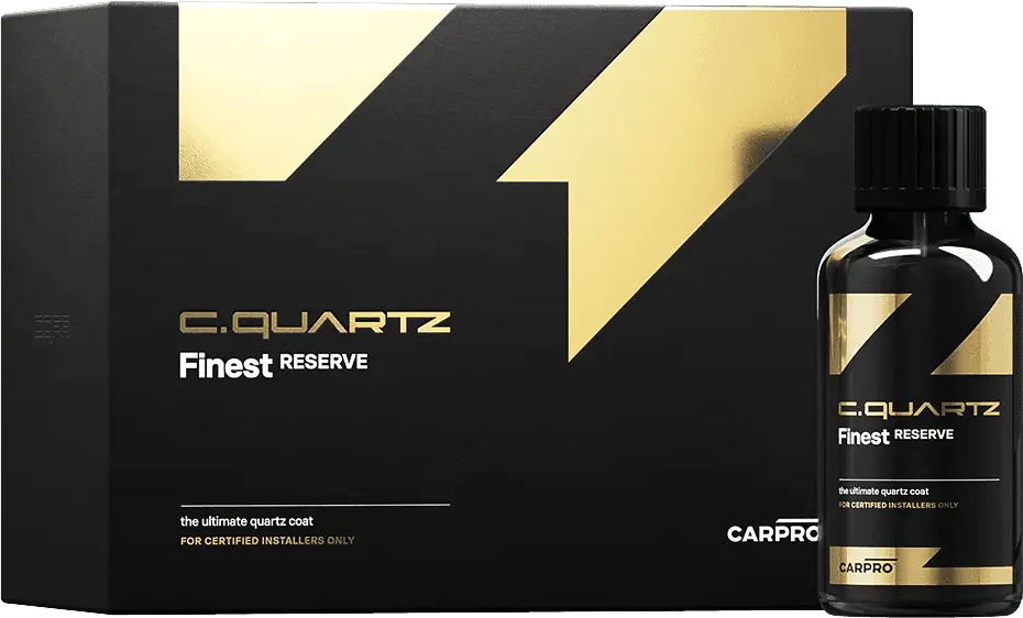 A bottle of CQUARTZ finest reserve next to a box