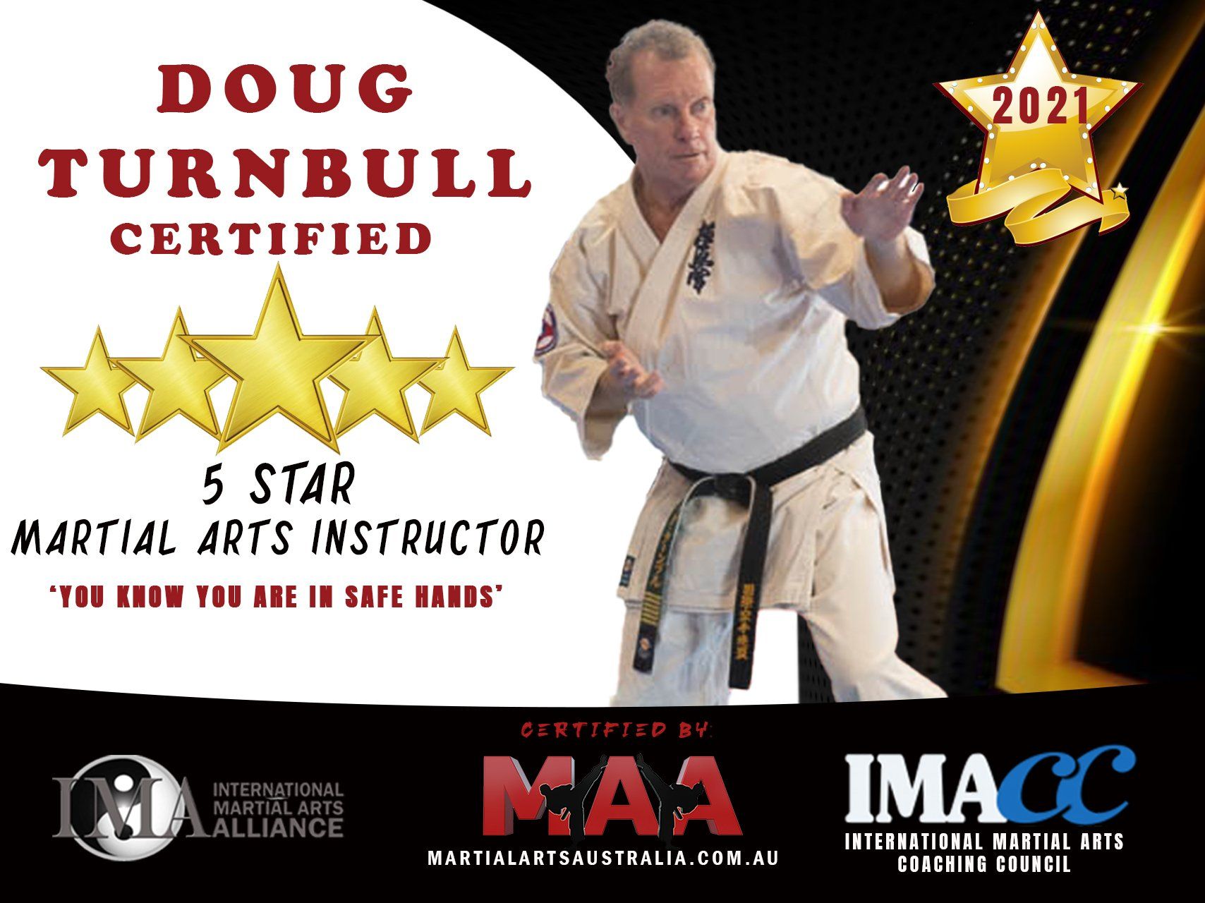 A poster for doug turnbull certified martial arts instructor