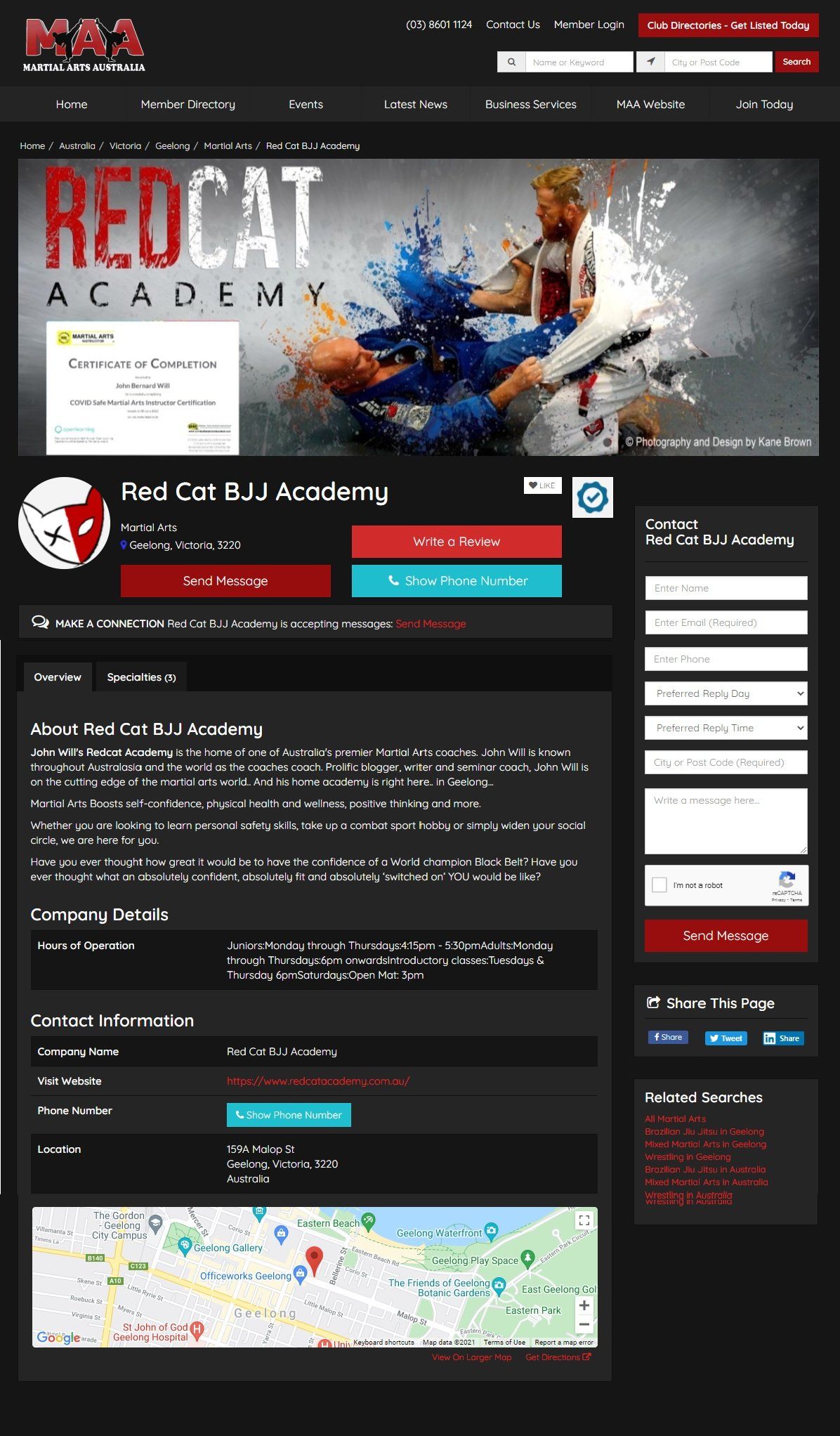 A screenshot of a website for redcat academy