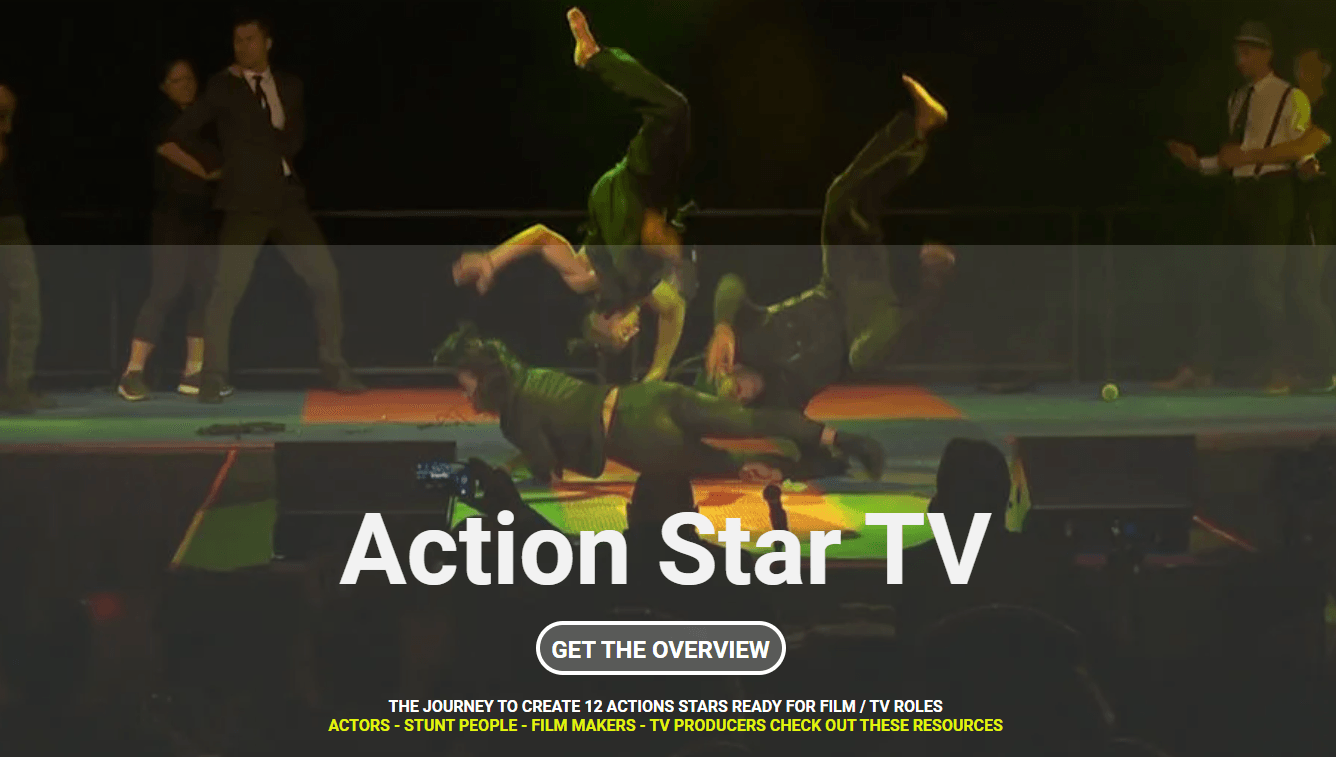 A group of people are dancing on a stage with the words action star tv on the bottom