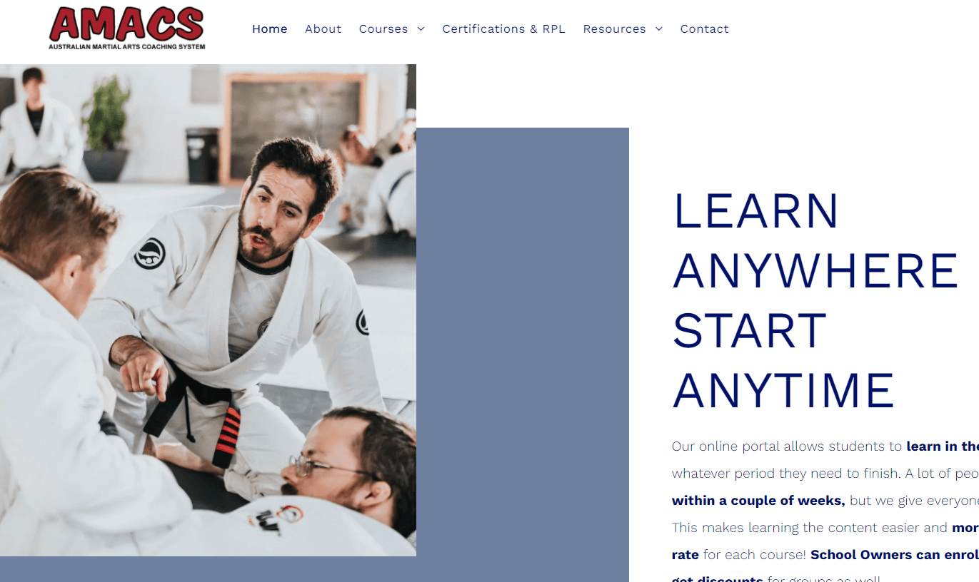A screenshot of a website that says `` learn anywhere start anytime ''.